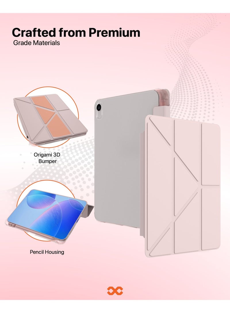 INFINYTY iPad 11th Gen 11" A16 (2025)/ iPad 10th Gen. 10.9" Case – SmartRap Pink, Convertible Tri-Fold Stand, Multi-Angle View, Magnetic Flap, Stylus Holder, Clear Back, Shockproof, Auto Sleep/Wake, Inner Microfiber Lining for Scratch-Free Screen - Image 3